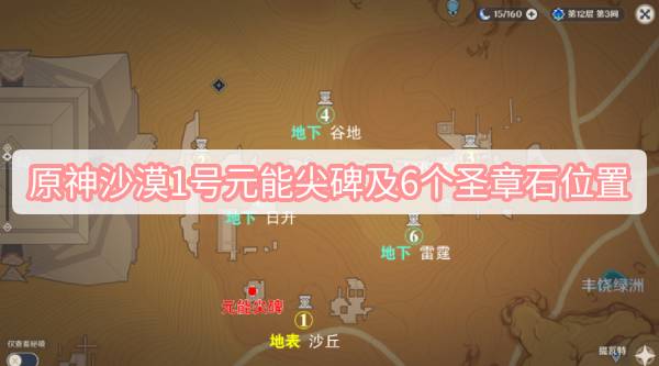 原神沙漠1号元能尖碑及6个圣章石位置