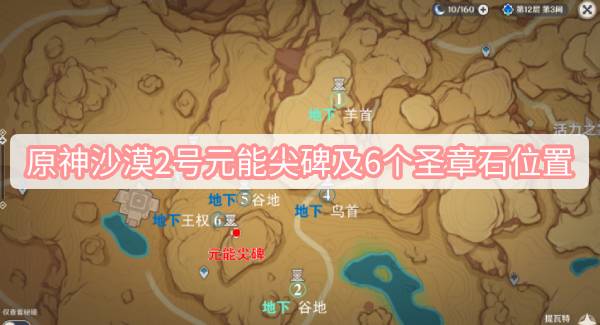 原神沙漠2号元能尖碑及6个圣章石位置