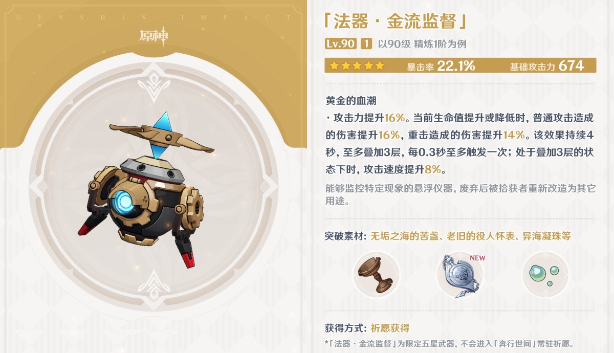 原神金流监督突破材料一览